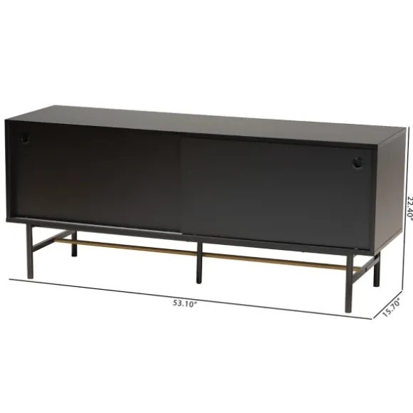 Kirkland's Home Tv Stands & Media Consoles-Wood And Metal Sliding Door Tv Stand