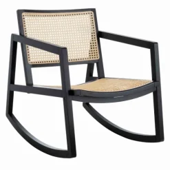 Kirkland's Home Accent Chairs-Wood And Natural Rattan Rocking Chair