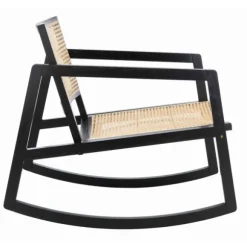 Kirkland's Home Accent Chairs-Wood And Natural Rattan Rocking Chair