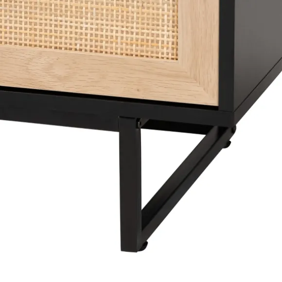 Kirkland's Home Tv Stands & Media Consoles-Wood And Rattan 3-Door Tv Stand