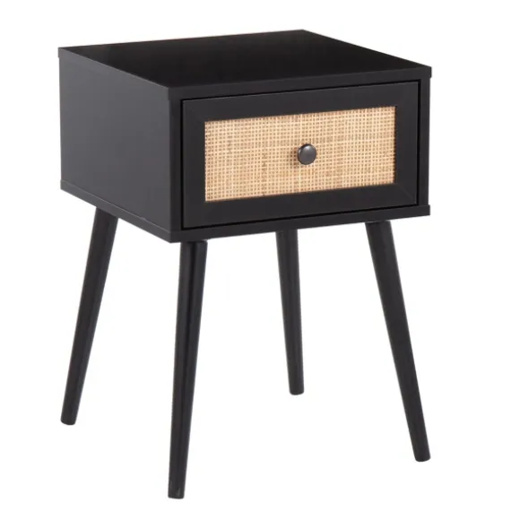 Kirkland's Home Accent & End Tables-Wood And Rattan Drawer Accent Table