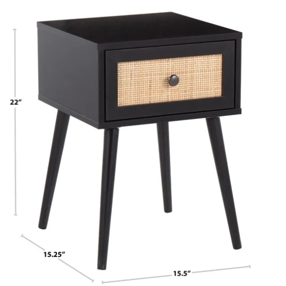 Kirkland's Home Accent & End Tables-Wood And Rattan Drawer Accent Table