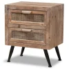 Kirkland's Home Nightstands-Wood And Rattan 2-Drawer Nightstand