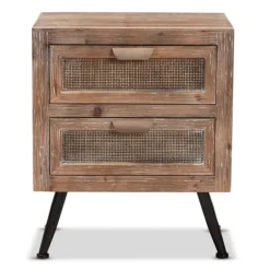 Kirkland's Home Nightstands-Wood And Rattan 2-Drawer Nightstand