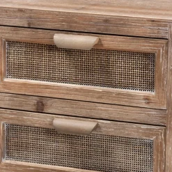 Kirkland's Home Nightstands-Wood And Rattan 2-Drawer Nightstand