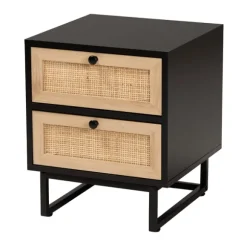 Kirkland's Home Nightstands-Wood And Rattan 2-Drawer Nightstand