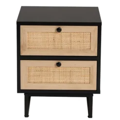 Kirkland's Home Nightstands-Wood And Rattan 2-Drawer Nightstand