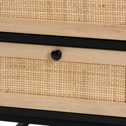 Kirkland's Home Nightstands-Wood And Rattan 2-Drawer Nightstand