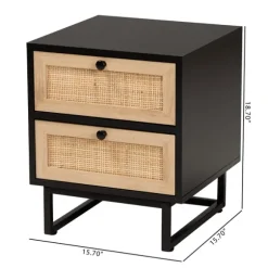 Kirkland's Home Nightstands-Wood And Rattan 2-Drawer Nightstand