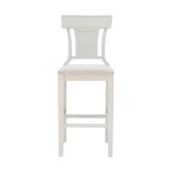 Kirkland's Home Bar Stools & Counter Height Stools-Wood And Rattan Upholstered Bar Stool