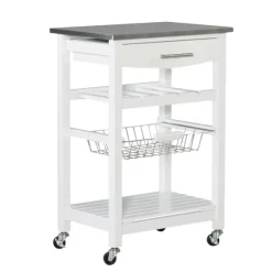 Kirkland's Home Kitchen Islands & Bar Carts-Wood And Stainless Steel Kitchen Cart