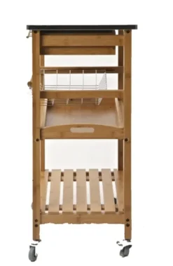 Kirkland's Home Kitchen Islands & Bar Carts-Wood And Stainless Steel 3-Tier Kitchen Cart