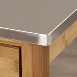 Kirkland's Home Kitchen Islands & Bar Carts-Wood And Stainless Steel 3-Tier Kitchen Cart