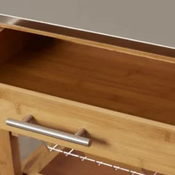 Kirkland's Home Kitchen Islands & Bar Carts-Wood And Stainless Steel 3-Tier Kitchen Cart