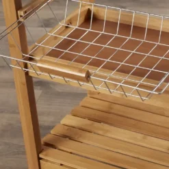 Kirkland's Home Kitchen Islands & Bar Carts-Wood And Stainless Steel 3-Tier Kitchen Cart