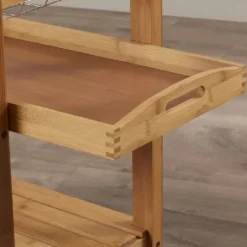 Kirkland's Home Kitchen Islands & Bar Carts-Wood And Stainless Steel 3-Tier Kitchen Cart