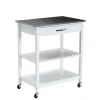 Kirkland's Home Kitchen Islands & Bar Carts-Wood And Stainless Steel Top Kitchen Cart