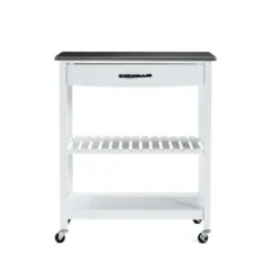 Kirkland's Home Kitchen Islands & Bar Carts-Wood And Stainless Steel Top Kitchen Cart