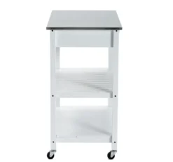 Kirkland's Home Kitchen Islands & Bar Carts-Wood And Stainless Steel Top Kitchen Cart