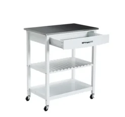 Kirkland's Home Kitchen Islands & Bar Carts-Wood And Stainless Steel Top Kitchen Cart