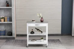 Kirkland's Home Kitchen Islands & Bar Carts-Wood And Stainless Steel Top Kitchen Cart