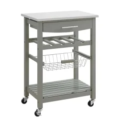 Kirkland's Home Kitchen Islands & Bar Carts-Wood And Stainless Steel Kitchen Cart
