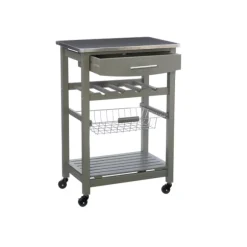 Kirkland's Home Kitchen Islands & Bar Carts-Wood And Stainless Steel Kitchen Cart
