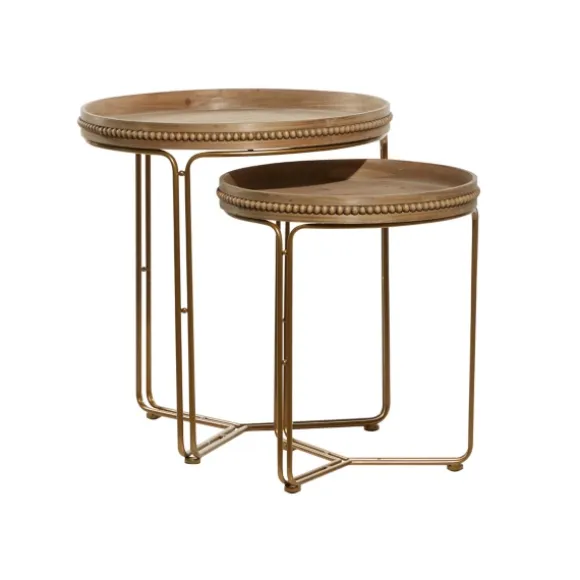 Kirkland's Home Accent & End Tables-Wood Beaded Nesting Side Tables, Set Of 2