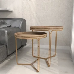 Kirkland's Home Accent & End Tables-Wood Beaded Nesting Side Tables, Set Of 2