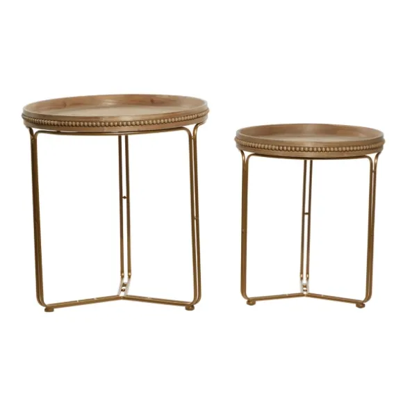 Kirkland's Home Accent & End Tables-Wood Beaded Nesting Side Tables, Set Of 2