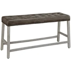 Kirkland's Home Dining Chairs-Wood Button Tufted Upholstered Dining Bench