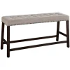 Kirkland's Home Dining Chairs-Wood Button Tufted Upholstered Dining Bench