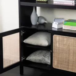 Kirkland's Home Bookshelves-Wood Cane Doors Bookshelf