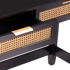 Kirkland's Home Console Tables-Wood Cane Drawers Console Table