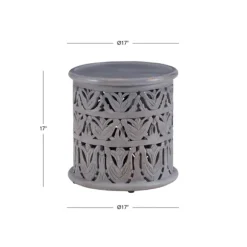 Kirkland's Home Accent & End Tables-Wood Carved Detail Accent Table