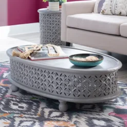 Kirkland's Home Coffee Tables-Wood Carved Medallion Coffee Table