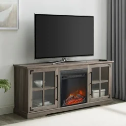 Kirkland's Home Tv Stands & Media Consoles-Wood 2-Door Led Fireplace Cabinet