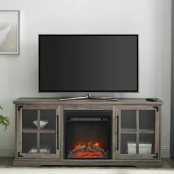 Kirkland's Home Tv Stands & Media Consoles-Wood 2-Door Led Fireplace Cabinet