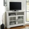 Kirkland's Home Tv Stands & Media Consoles-Wood Glass Pane Door Corner Tv Stand