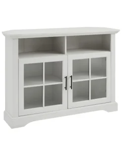 Kirkland's Home Tv Stands & Media Consoles-Wood Glass Pane Door Corner Tv Stand