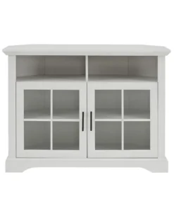 Kirkland's Home Tv Stands & Media Consoles-Wood Glass Pane Door Corner Tv Stand