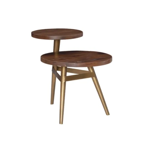 Kirkland's Home Accent & End Tables-Wood Gold Accent Tiered Side Table