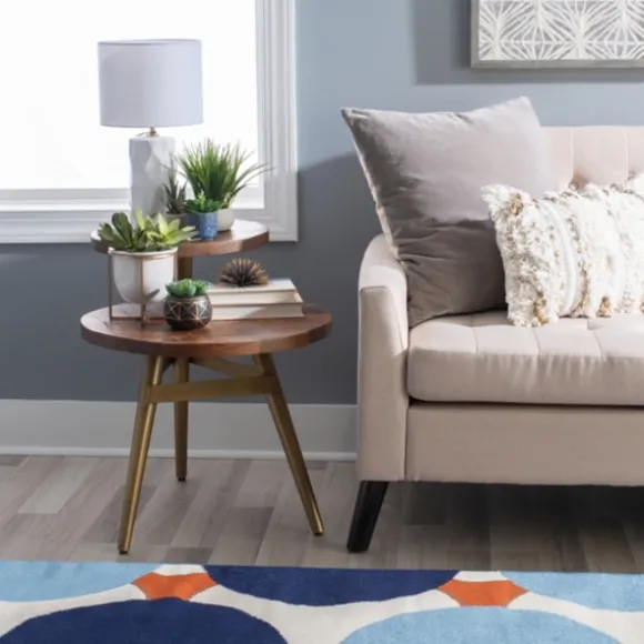 Kirkland's Home Accent & End Tables-Wood Gold Accent Tiered Side Table