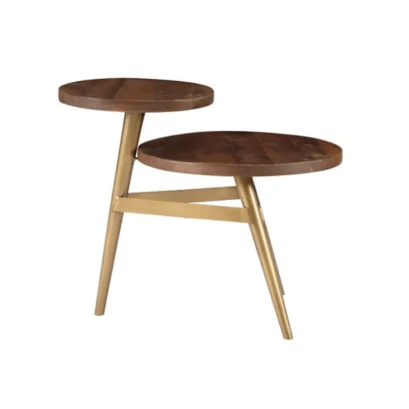 Kirkland's Home Accent & End Tables-Wood Gold Accent Tiered Side Table
