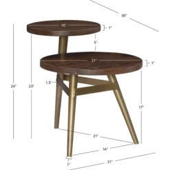 Kirkland's Home Accent & End Tables-Wood Gold Accent Tiered Side Table