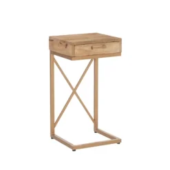 Kirkland's Home Accent & End Tables-Wood Gold Metal X-Frame Base C Table