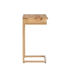 Kirkland's Home Accent & End Tables-Wood Gold Metal X-Frame Base C Table