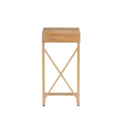 Kirkland's Home Accent & End Tables-Wood Gold Metal X-Frame Base C Table