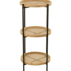 Kirkland's Home Accent & End Tables-Wood Mesh Woven 3-Tier Accent Table