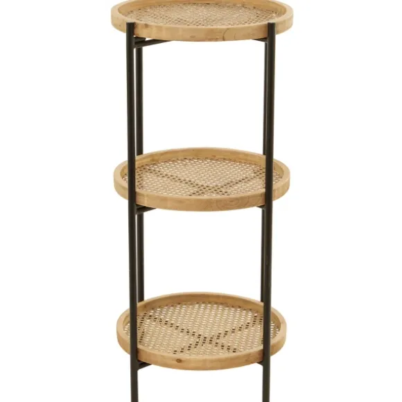 Kirkland's Home Accent & End Tables-Wood Mesh Woven 3-Tier Accent Table